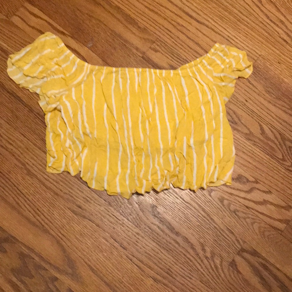 Forever 21 yellow and white striped top